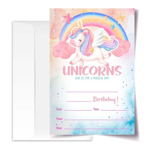 4x6 Magical Birthday Invitations, Magical Invitations For Girls Birthday, Birthday Invitations Girl, Kids Birthday Invitations, Magical Party Supplies for Birthday, 20 Cards with 20 Envelopes.(01) (7)