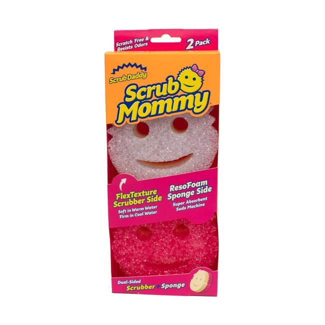 Scrub Daddy Scrub Mommy Scheuerschwamm, Topfreiniger Schwamm Küche, Putzmittel mit Texturveränderung, kratzfreier Smiley Spülschwamm, geruchsresistente Schwämme, Geschirrschwamm - 2er-Pack Rosa/Violet