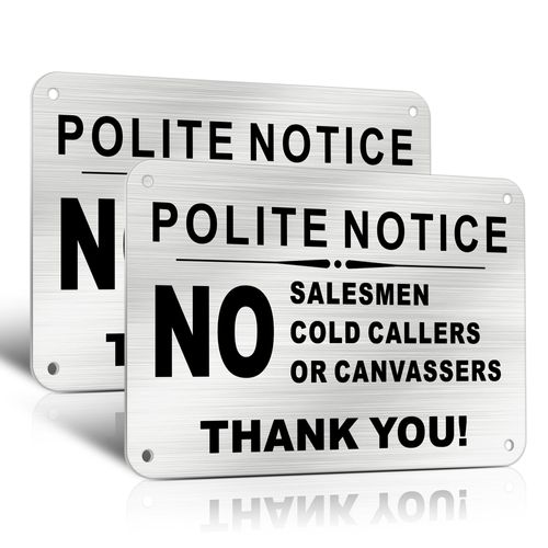 TAKULA No Cold Callers Sign for Front Door - 15 * 10CM No Salesmen or Cold Callers Sign for Front Door,Ring Doorbell Sign Warning Signs|Pack of 2