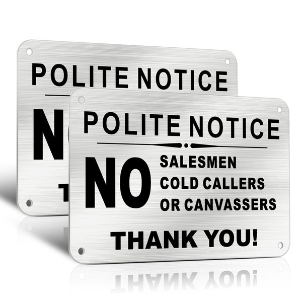 TAKULA No Cold Callers Sign for Front Door - 15 * 10CM No Salesmen or Cold Callers Sign for Front Door,Ring Doorbell Sign Warning Signs|Pack of 2