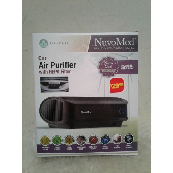 New in box ! NuvōMed Car Air Purifier With Hepa Filter Rids Car of Odors