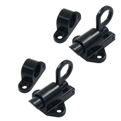 Murtenze 2PCS Self-Closing Latches, Black Spring Bolt Latch Aluminum Alloy Spring Door Lock Resilient Bolt Safety Automatic Spring Barrel Door Lock with Screws，Used for Gate,Window and Cabinet etc
