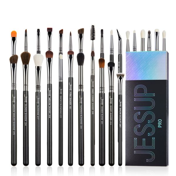 Jessup Eye Makeup Brushes Set Professional 28pcs Premium Synthetic Make up Brushes Eyeshadow Brush Eyeliner Brush Eyebrow Brush Blending Brush for Makeup Black T341