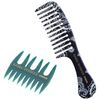 Bablo Pomade Grooming Jumbo Comb (Navy Paisley Pattern) & Mesh Comb (Green), Set of 2, Coarse Comb & Barber