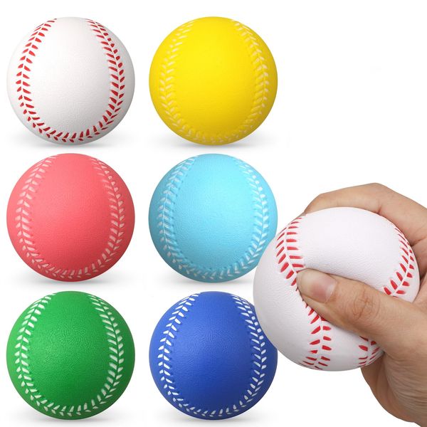 Mini Baseball Spielzeug aus weichem Schaumstoff für Kinder Erwachsene, Stressball Paket für Handtherapie Übungen, sicheres Werfen, Fangen Schlagen, Quetschbälle als Geschenk für Sportpartys (6 Stück)