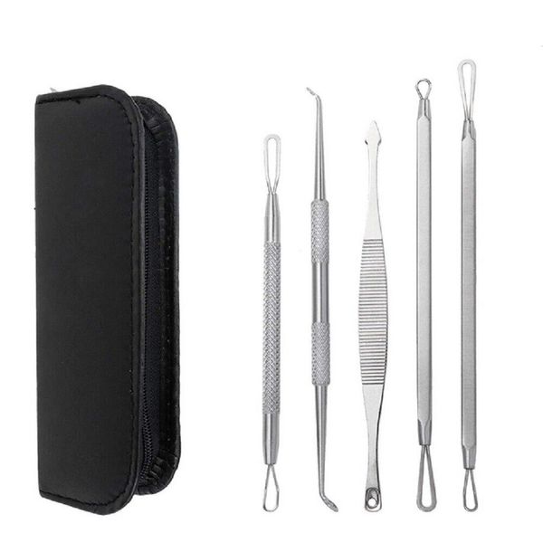 5x Face Skin Pimple Acne Blackhead Blemish Extractor Remover Stainless Tool Kit