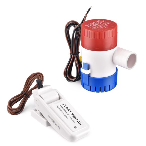 Yescom Boat Bilge Water Pump 1100GPH 12V Submersible Electric Marine Plumbing with Float Switch for Pond Pool Fishing Boat Yacht Cruise Ship