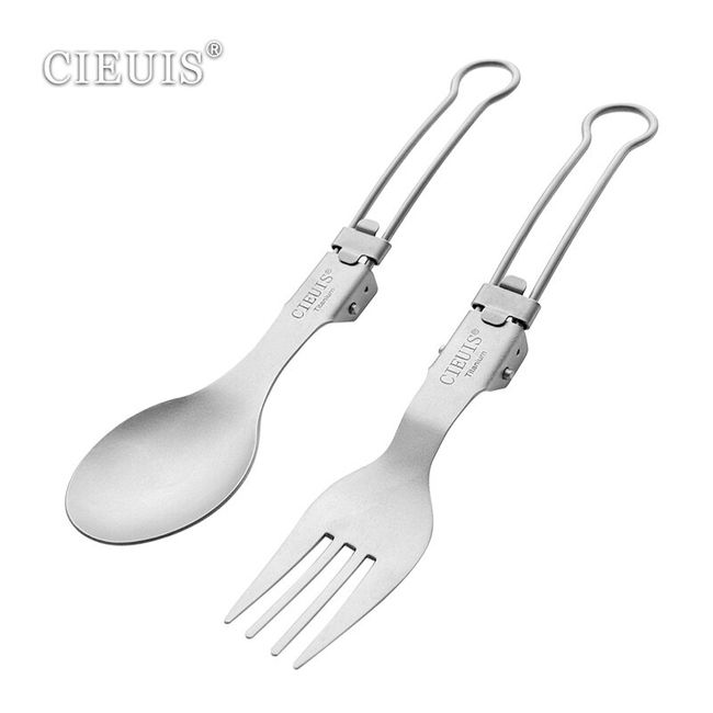 8 In 1 Camping Cutlery Set Folding Tableware Stainless Steel Portable With  Holder For Picnic Hiking