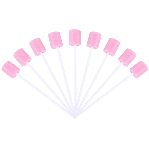 SUPVOX 30PCS Sponge Swab Disposable Medical Sponge Stick Tooth Mouth Cleaning Oral Care Tool (Pink)