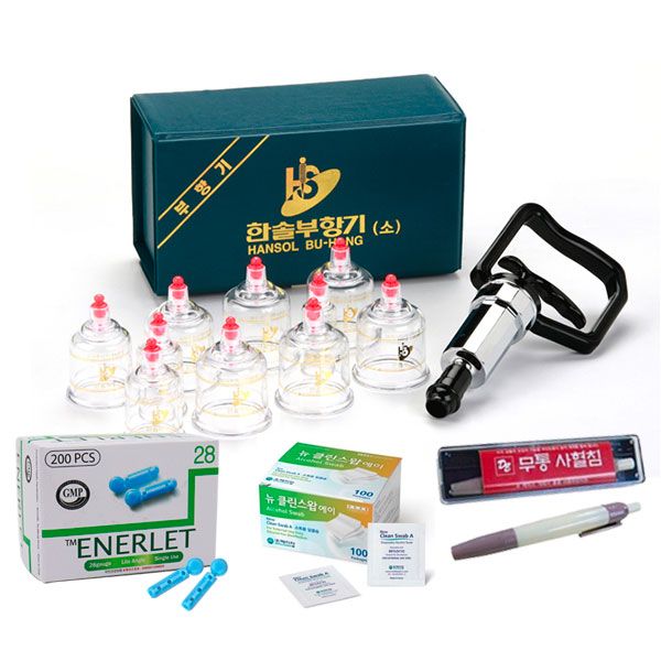 Hansol cupping machine 10 cups + Hansol medical device PVC phlebotomy machine + lancet 200P + alcohol swab 100 sheets