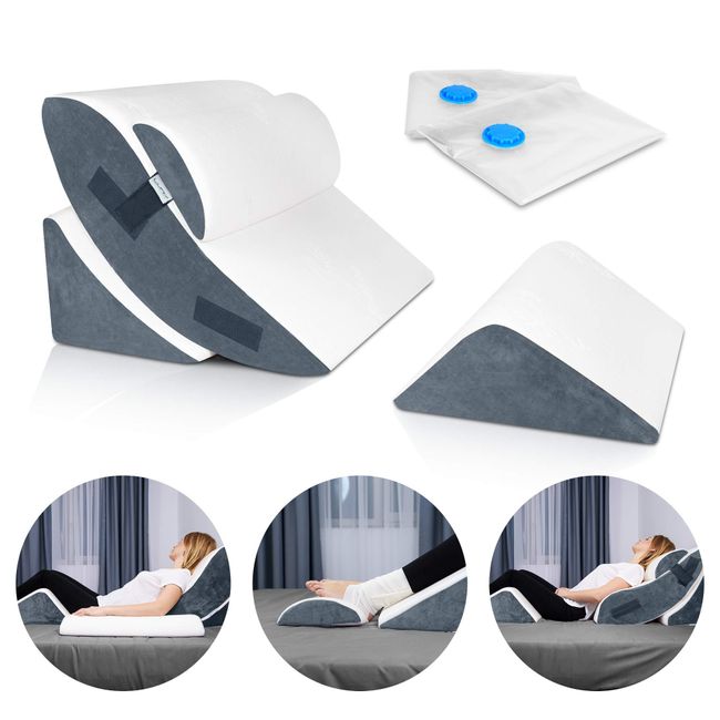 Spinal Solution Bed Wedge Pillow Foam with Cover, Anti Snoring,  Multi-Purpose, Comfortable, Legs, and Back Support