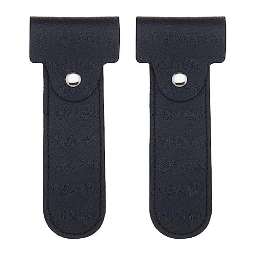 2PCS PU Leather Razor Case Portable Shaving Pouch Holder Double Edge Safety Razor Protective Case Cover for Travel Business Trip 14x5.5cm Black
