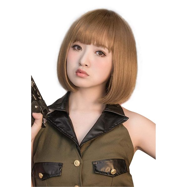 Brightlele Short Bob Wig, Full Wig, Short, Cosplay Wig, Medium -