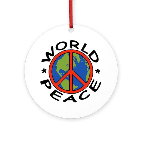 CafePress World Peace Round 4" MDF Holiday Ornament