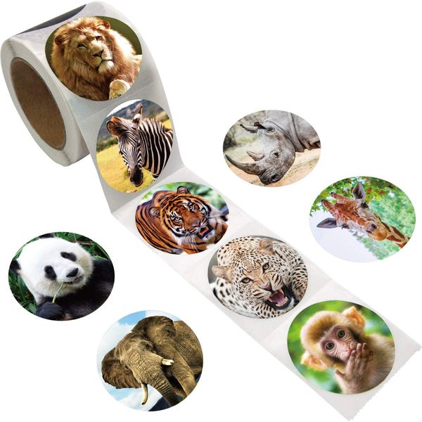 Fancy Land Realistic Zoo Animal Sticker Safari Animal Jungle 200Pcs Per Roll for Kids