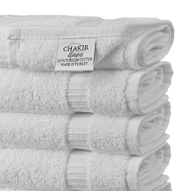 Chakir Turkish Linens | Hotel & Spa Quality 100% Cotton Premium Turkish Towels | Soft & Absorbent (12-Piece Washcloths White)