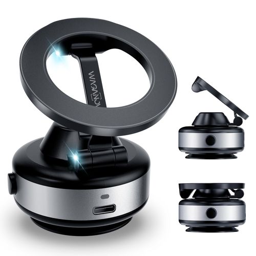 Phone Holders for Your Car Mini Z Foldable with Electric Suction Cup Magsafe Car Mount Ideal for Travel/Gym/Mirror/Smooth Surface Magnetic Phone Holder for Car Fit for iPhone 16 Pro Max 15 14 13 12