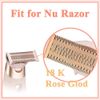 Razor Replacement Heads fit for Flawless Nu Razor, Rose Gold Plated Body Replacement Head with Covers, Hair remover Replacement Head Compatible with Finishing Touch Razor for Women (2 Count)