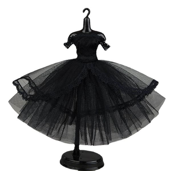 Fashion Tutu Ballet Dress for 11.5" Doll Clothes Outfits 1/6 Dolls Accessories Rhinestone 3-Layer Skirt Ball Party Gown (Solid Black)