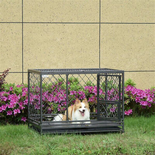 Spacious Folding Dog Crate Heavy Duty Pet Cage Durable Design Easy Assembly