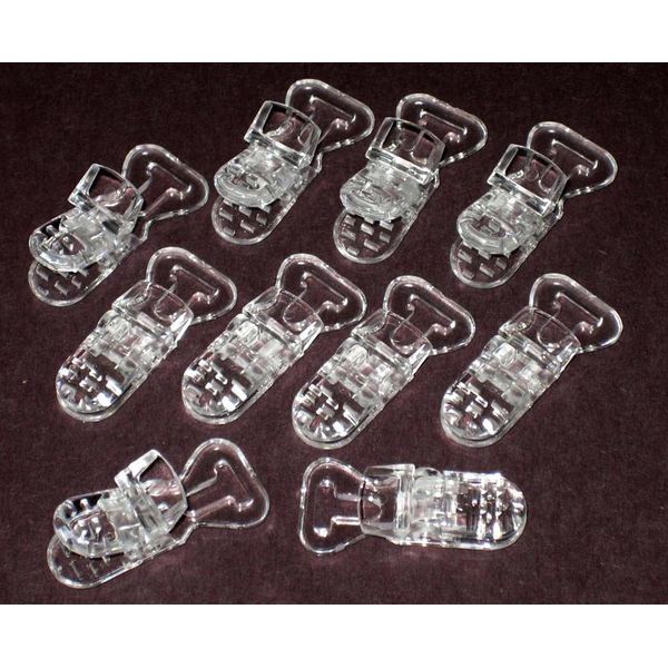 10 Baby Pacifier Badge T Plastic Clips Bib Holder CLEAR