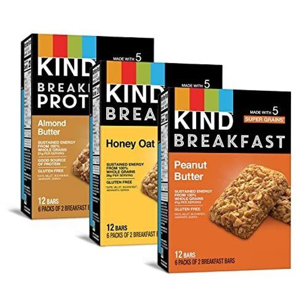 KIND Breakfast Bars Variety Pack Honey Oat Almond Butter Peanut Butter Health