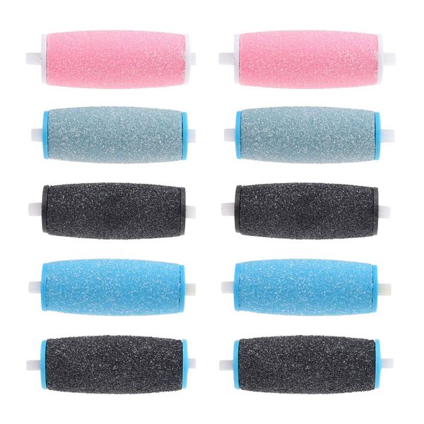 Compatible Replacement Roller Heads for Amope Pedi Perfect Electronic Foot File - Extra Coarse (4x) and Regular Coarse (6x) - Callus Removal - Smooth Feet - Essential Pedicure Accessory - 10 Pack