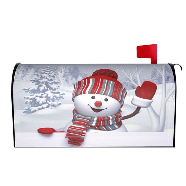 Duduho Winter Snowman Mailbox Cover Magnetic Winter Mailbox Wraps Post Box Cover Décor 21x18 in