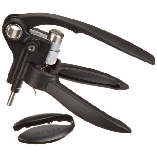 Le Creuset Lever Corkscrew and Foil Cutter Wine Accessory Gift Set, For All Cork Types, LM-250, Black Onyx, 59058011000410