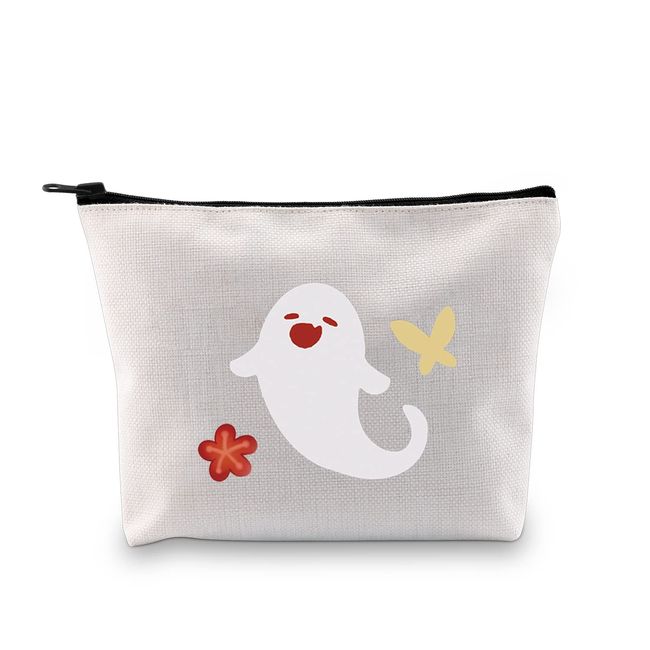Funny Anime Ghost Cosmetic Bag Hu Tao Ghost Makeup Bag with Zipper Genshin Anime Merchandise Anime Lover Gift Bag (Ghost)