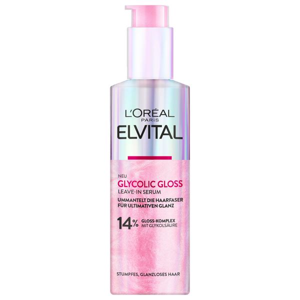 L'Oréal Paris Elvital Glycolic Gloss Serum für glanzloses und stumpfes Haar, Haarpflege für intensive Geschmeidigkeit und ultimativen Glanz, Mit Glykolsäure, 150 ml