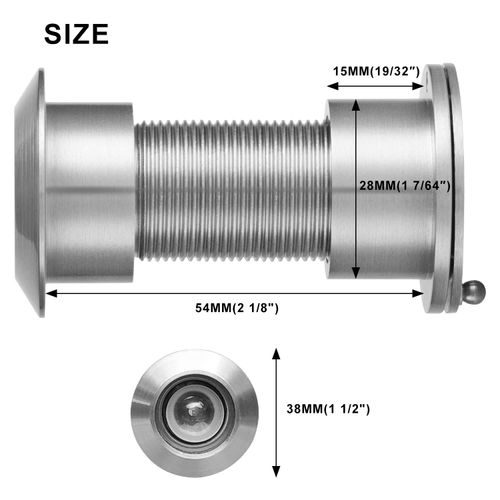 Earl Diamond - Peep Holes for Door, Solid Brass 220-Degree Door Viewer Peephole with Heavy Duty Rotating Privacy Cover for 1-21/32" to 2-1/8" Doors for Home Office Hotel, Satin Nickel