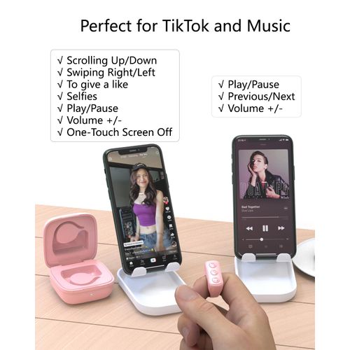 ZOZVO TikTok Remote Control for TikTok, Bluetooth Page Turner for iPad/Kindle App/iPhone/Android, TikTok Scrolling Ring (Pink)