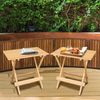 Portable Patio Outdoor Small Table 100% Solid Wood Multi Slat Design 2-Piece Set