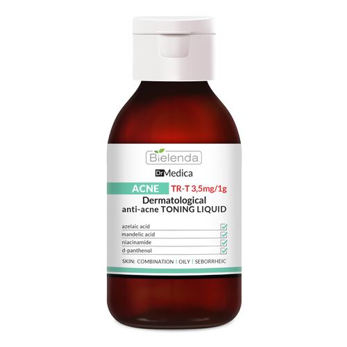 Bielenda Dr Medica Acne Dermatological Anti-Acne Face/Décolleté/Back Tonic, Combination Skin, Oily & Acne Skin, Alcohol-Free Facial Toner, 250 ml