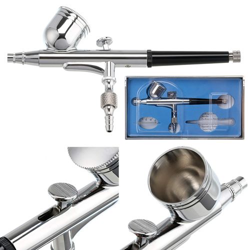 Airbrush Kit Set Gravity Feed Dual-Action for Art Craft Paint Hobby Model Body Nail Air Brush 0.3mm 7cc