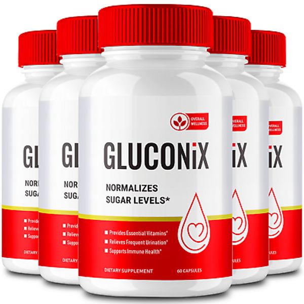 (5 Pack) Gluconix Advanced Blood Sugar Support Capsules, Blood Circulation Pills
