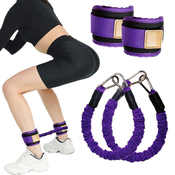 Ankle Resistance Bands with Cuffs Ankle Bands for Leg Booty Butt Lift Workout Equipment for Kickbacks Hip Leg Glute Fitness Training Exercise Bands with Ankle Cuffs for Men Women