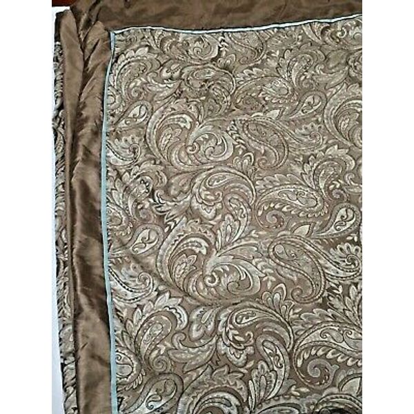 Home and Garden Duvet Cover 90X 102” Polyester Brocade Paisley Dark Taupe Teal