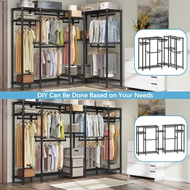 DIY Metal Closet Storage Organizer Garment Rack Heavy Duty Clothes