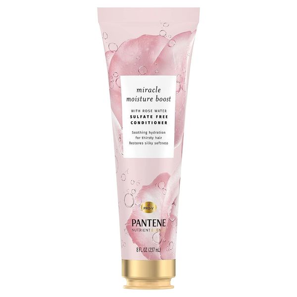 Pantene Nutrient Blends Miracle Moisture Boost Rose Water Conditioner for Dry Hair, Sulfate Free, 8 Fl Oz