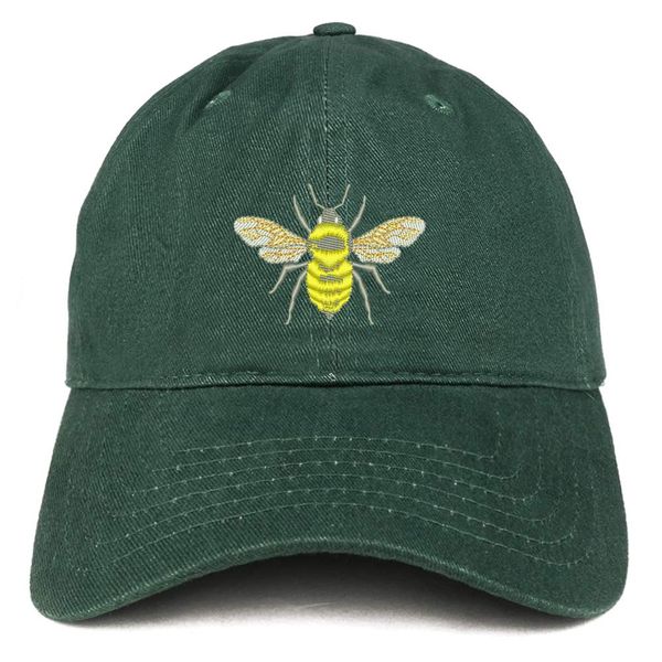 Trendy Apparel Shop Bumble Bee Embroidered Brushed Cotton Cap - Hunter