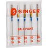 SINGER Ball Point Sewing Machine Needles, Size 90/14-5 Count