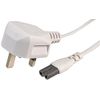 Lead UK Plug to C7 White 1M, Mains Power Cords Cable Assemblies, Qty X 1