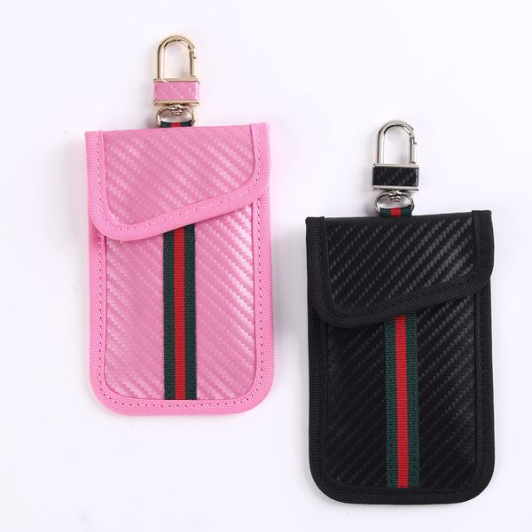 2 Pack Faraday Bag for Car Key Fob,Carbon Fiber Fabric Car Key RFID Signal Blocking Pouch Keyless Signal Block Key Case for Car Security Anti-Theft Remote Entry Smart Fob Protection