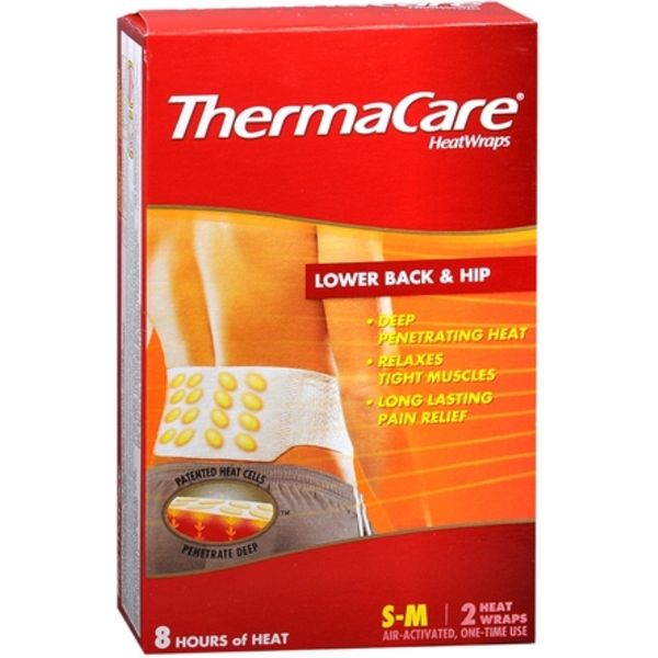 ThermaCare Heatwraps Small-Med Back Therapy, 2 per Pack (Pack of 3)