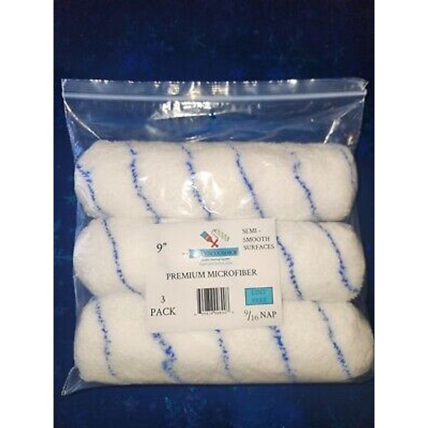 9 inch paint roller covers 9/16 nap 3 Pak resealable bag