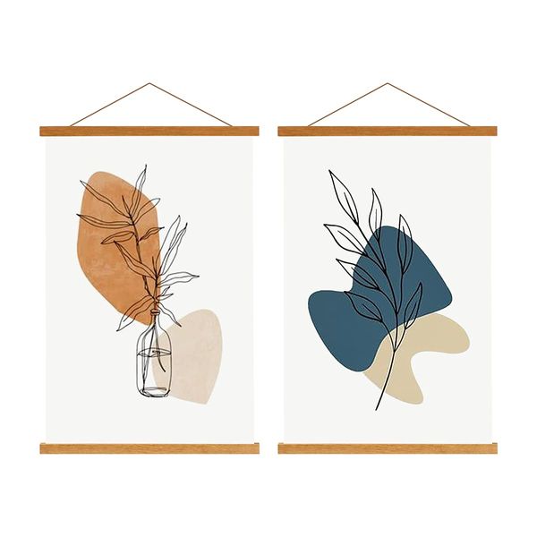 Sanauto B2 Poster Strip, Poster Rail, Poster Strips 50 cm, Magnetic Wooden Poster Hanger, Frame Strips, Picture Frame, 50 x 70 cm, 50 x 100 cm, 50 x 75 cm (50 cm, Teak, 2 Packs)