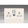 Varilight XDY5U2SWS.PD Screwless Primed 2 Gang Double 13A Switched Plug Socket 2.1A USB