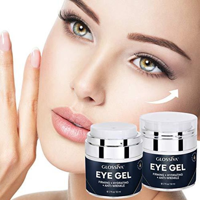 Glossiva Eye Gel, Hyaluronic acid for Wrinkles, Fine Lines, Dark Circles, Puffiness, Under Eye Bags